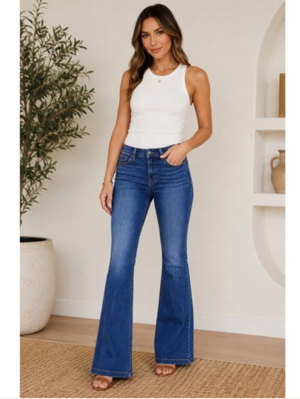 SPANX Women's Dark Blue Flare Jeans Size Medium Dark Rinse 20327R